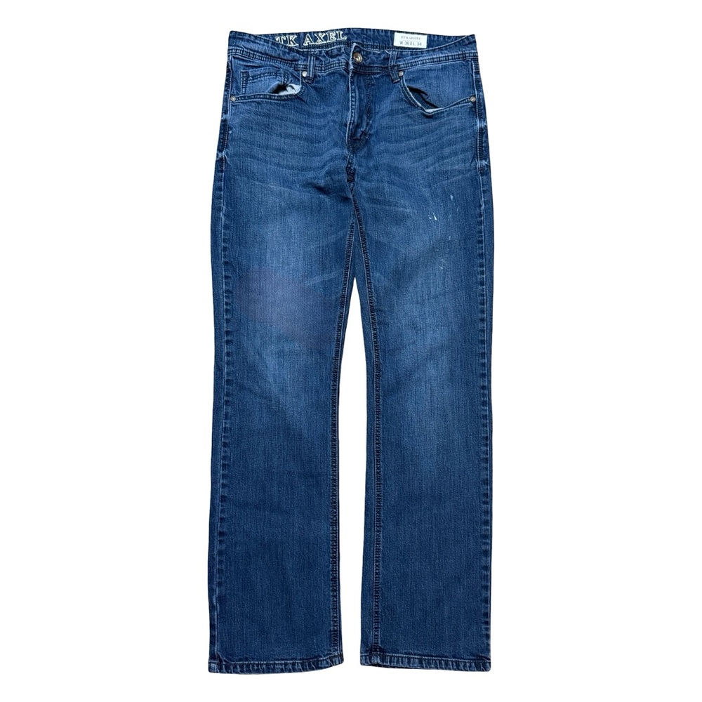 Mens Y2K T.K. Axel Dark Wash Straight Leg Stretch Denim Jeans Size 36x34